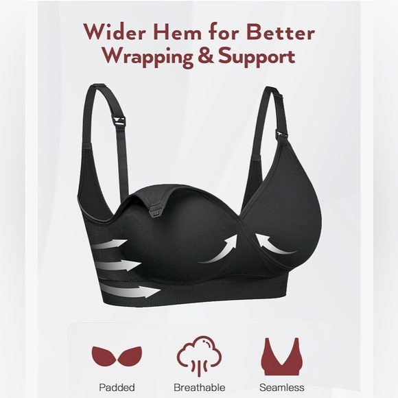 🎈Hofish Women’s Maternity Bra Black 3 Pack, Size Small, NIP - Picture 3 of 12